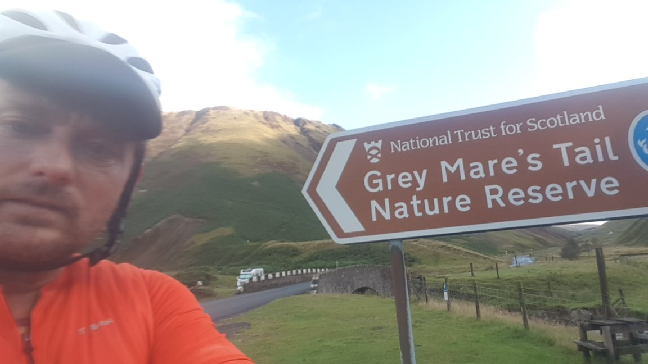 Reaching Grey Mares Tail Scotland.