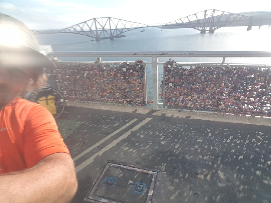 On the Forth Road Bridge.