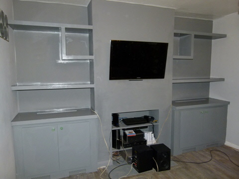 dark grey fitted designer alcove units