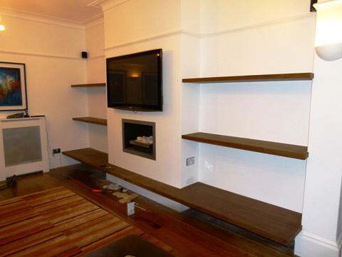 Upminster Walnut wall shelving