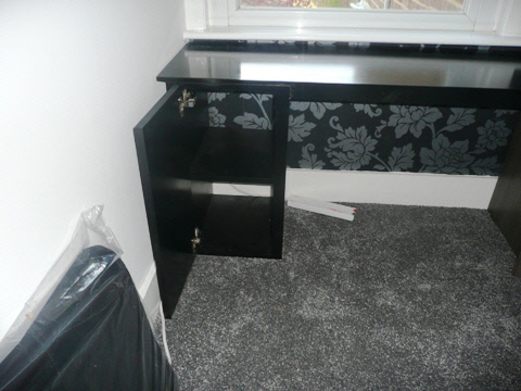 black desk and storage